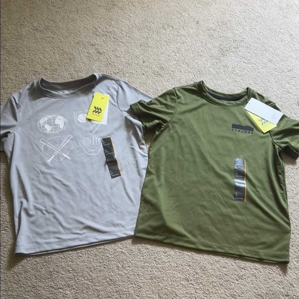 All in Motion Short Sleeve Tees in Gray and Green